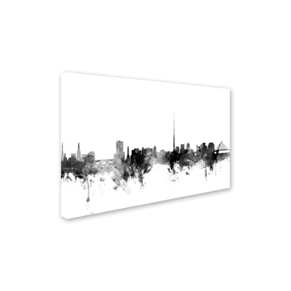 Michael Tompsett 'Dublin Ireland Skyline B&W' Canvas Art,12x19